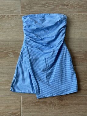 Abercrombie & Fitch Blue and White Striped Asymmetrical Dress